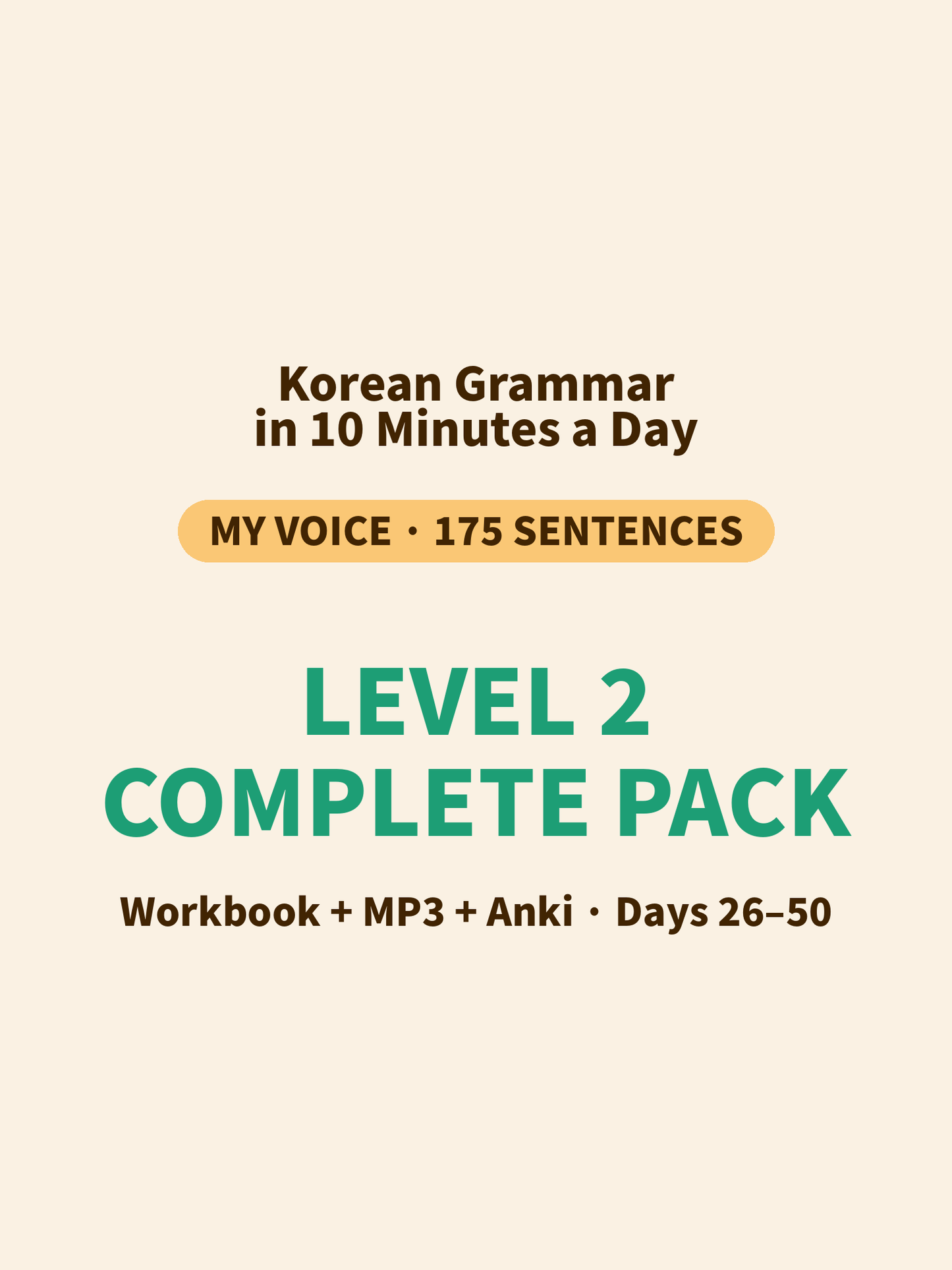 Level 2 Complete Pack — Workbook + Audio Bundle (MP3 + Anki) | Days 26–50