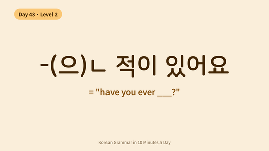 Day 43: -(으)ㄴ 적이 있어요 — "Have You Ever?" | Korean Grammar in 10 Minutes a Day