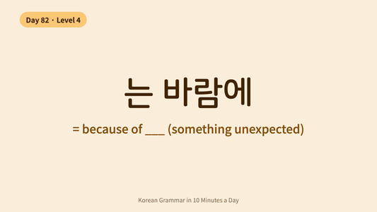 Day 82: -는 바람에 — "Because Of (Unexpected)" | Korean Grammar in 10 Minutes a Day