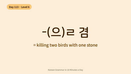 Day 113: -(으)ㄹ 겸 — "Killing Two Birds" | Korean Grammar in 10 Minutes a Day