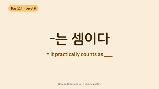 Day 114: -는 셈이다 — "It Practically Counts As" | Korean Grammar in 10 Minutes a Day
