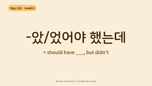 Day 118: -았/었어야 했는데 — "Should Have, But Didn't" | Korean Grammar in 10 Minutes a Day
